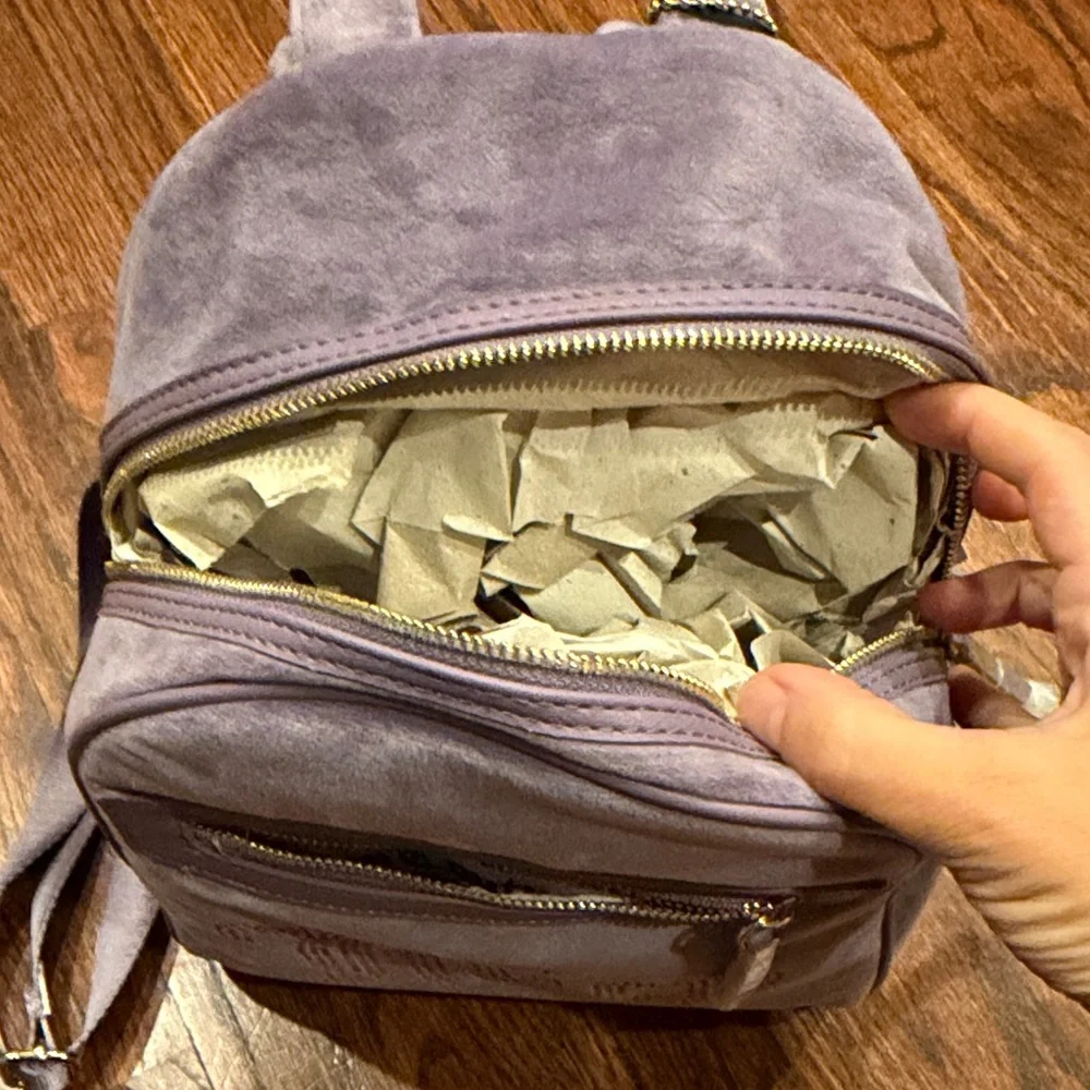 Juicy Couture Purple Velvet Mini Backpack with Rhinestone Logo
